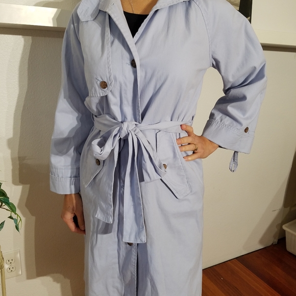 Joe Fresh Light Blue Trench Coat - Picture 2 of 7